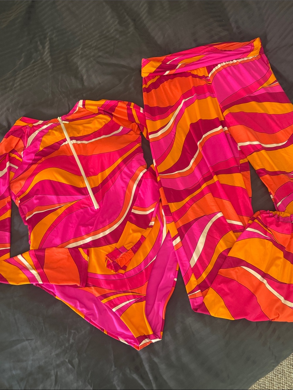 Vibrant Swirl Two-Piece Set in Fuchsia, Orange & Magenta